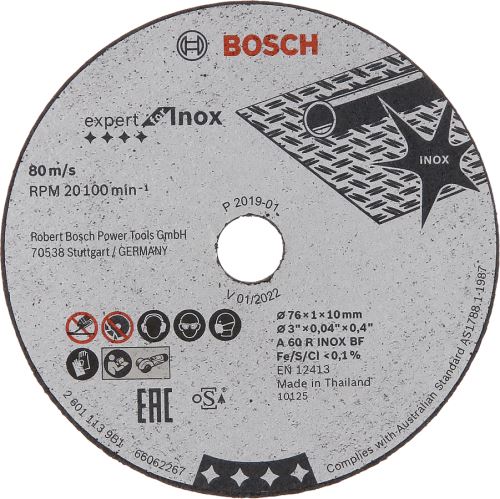 Řezný kotouč Expert for Inox 5 ks, 76×1×10mm, Bosch 2608601520