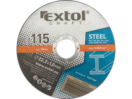 Kotouče řezné Extol 106901 na kov, 5ks, 115x1,0x22,2mm
