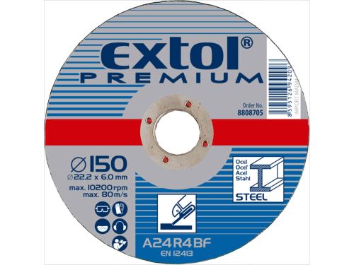 Kotouč brusný na ocel Extol 8808705, 150x6,0x22,2mm, EXTOL PREMIUM