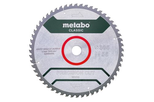 Pilový kotouč "precision cut wood - classic", 305x30, Z56 WZ 5° neg Metabo 628064000