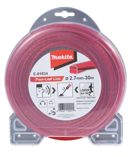Struna nylonová 2,7mm, červená, 30m, pro aku stroje, Makita E-01834