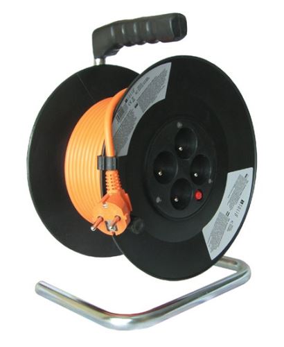 Prodlužovací kabel Solight PB04 na bubnu, 3x1,5mm, 50m, 4x zásuvka
