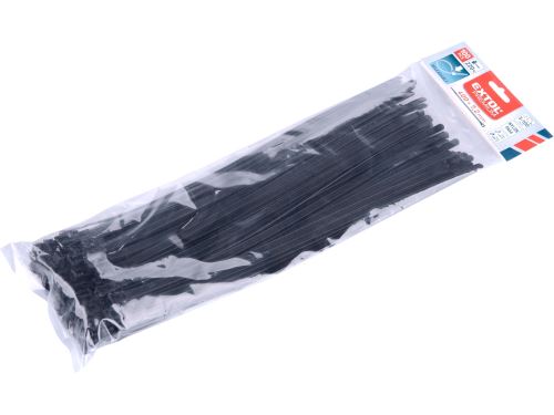 Pásky stahovací černé, rozpojitelné, 400x7,2mm, 100ks, Extol 8856261